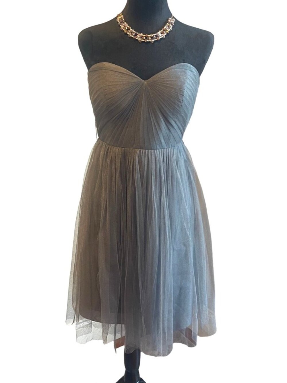 Jenny Yoo Gray Tulle Strapless Mini Dress Sz 4 Fairycore Balletcore Whimsygoth